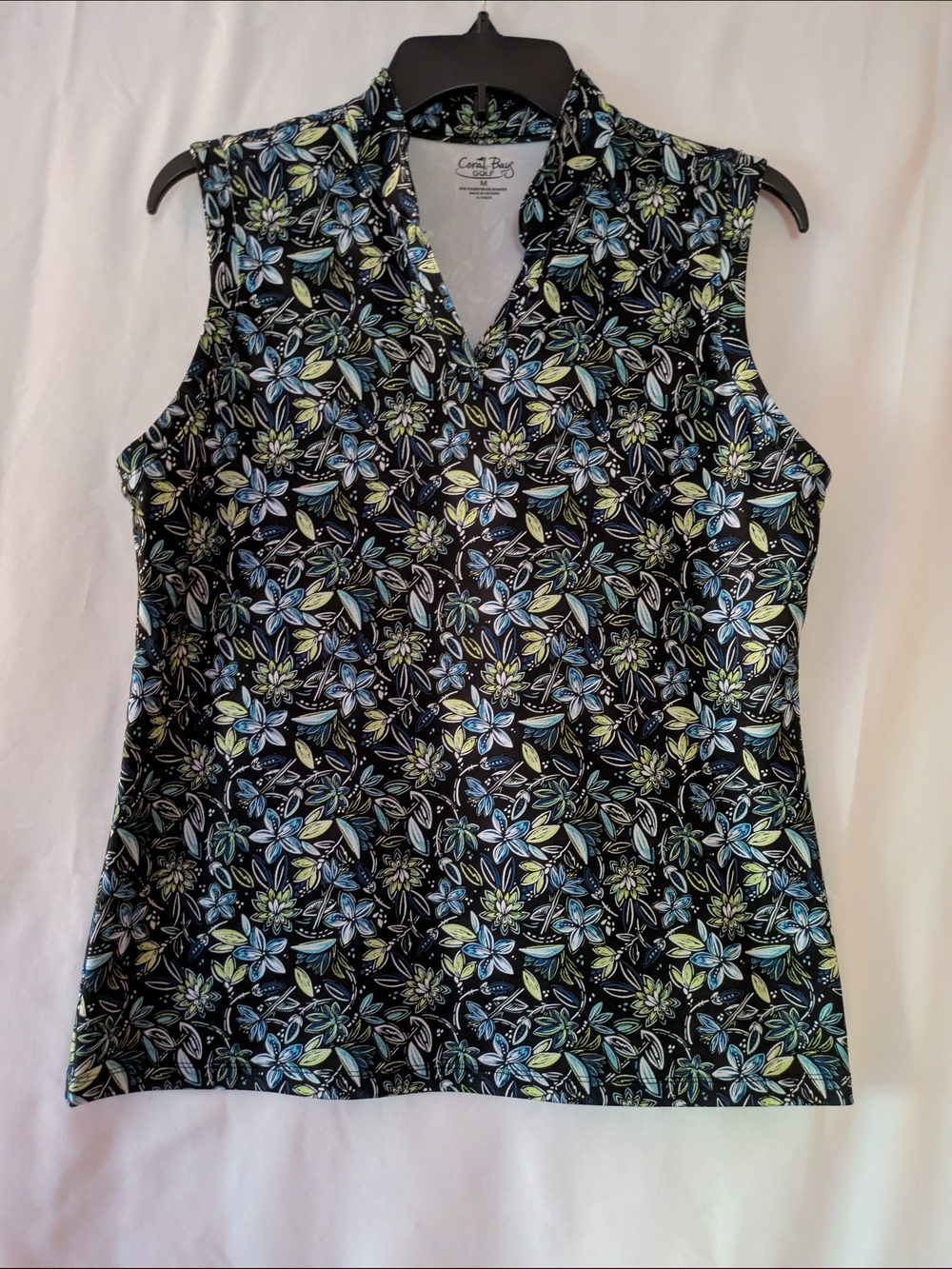 Coral Bay Golf Women's Black Floral Sleeveless Top